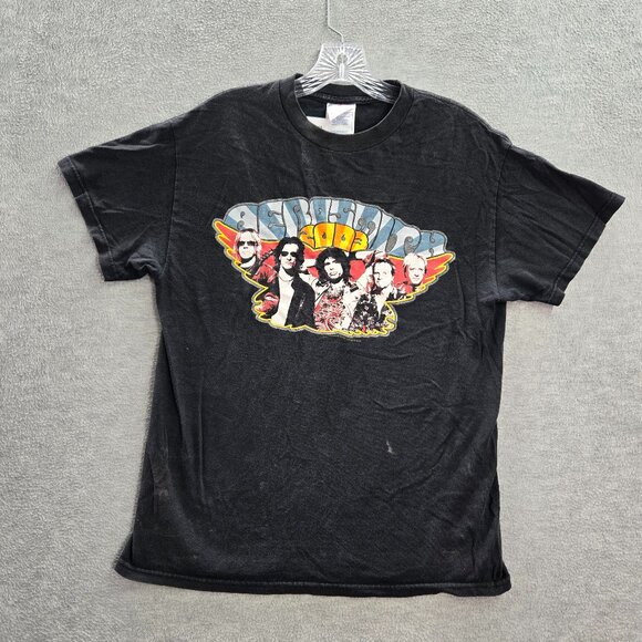 VINTAGE Aerosmith Men Shirt Medium Black Rocksimus Maximus Tour 2003 Y2K READ‎ - Picture 1 of 13